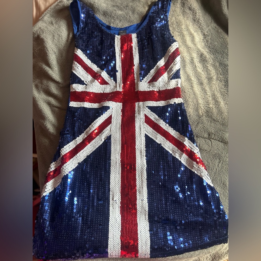 Union Jack Sequin Short Dress - Medium